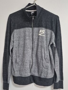 Nike Dark Gray and Light Gray Two-Tone Full Zip Lightweight Sport Cardigan